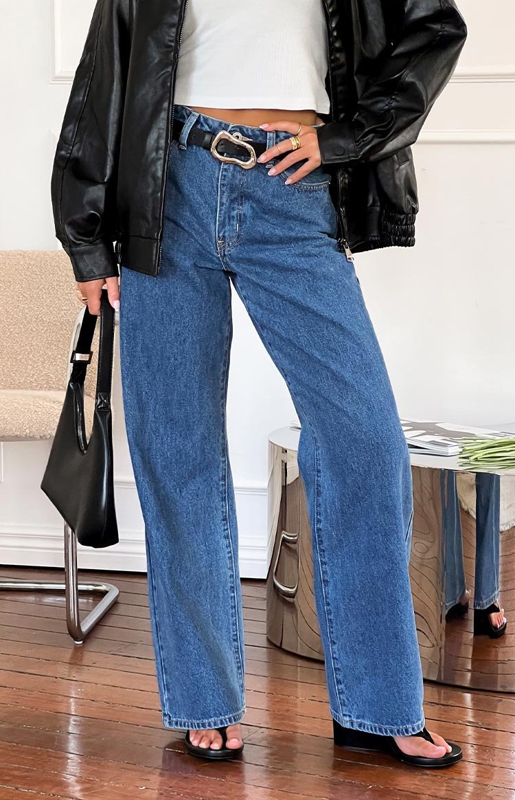 Mid Wash Mid Rise Slouchy Jeans