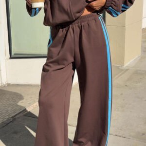 Chocolate And Blue Stripe Track Pants - PRE ORDER
